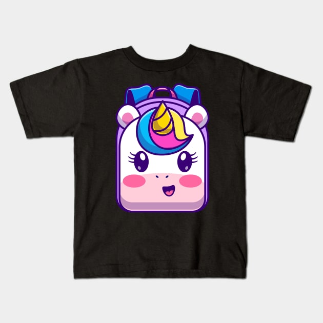 Cute Unicorn Backpack Cartoon Kids T-Shirt by Catalyst Labs
